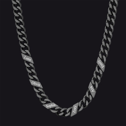 Customized Engraved Name Cuban Link Chain Necklace for , 7/9/12mm Width
