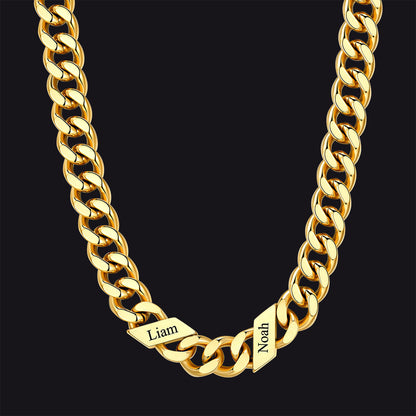 Customized Engraved Name Cuban Link Chain Necklace for , 7/9/12mm Width