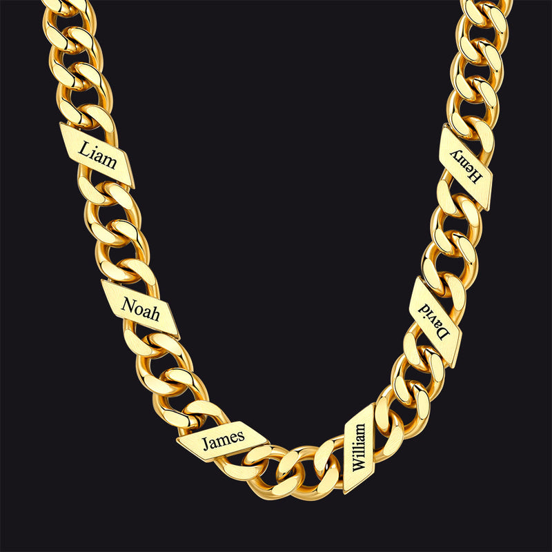 Customized Engraved Name Cuban Link Chain Necklace for , 7/9/12mm Width