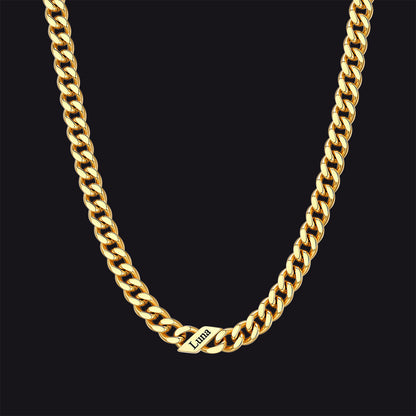 Customized Engraved Name Cuban Link Chain Necklace for , 7/9/12mm Width