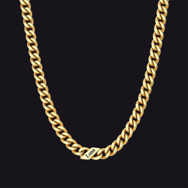 Customized Engraved Name Cuban Link Chain Necklace for , 7/9/12mm Width