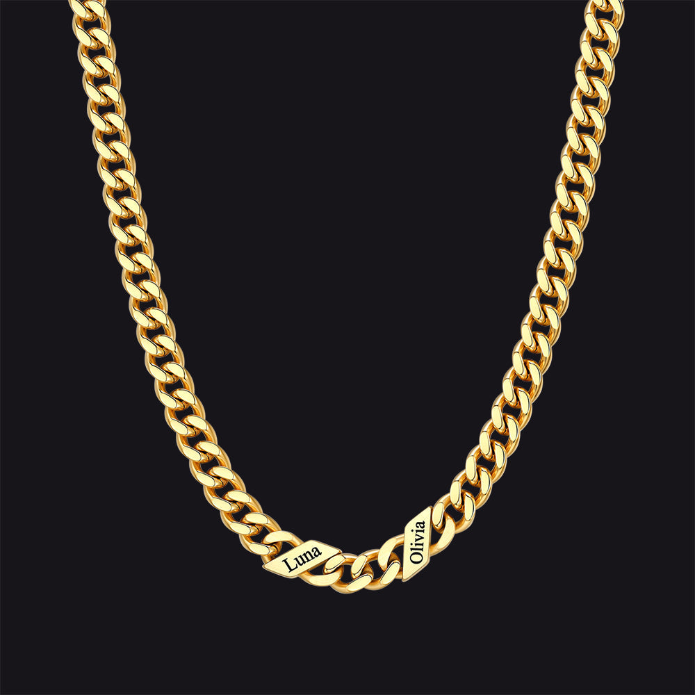 Customized Engraved Name Cuban Link Chain Necklace for , 7/9/12mm Width