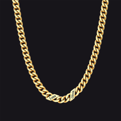 Customized Engraved Name Cuban Link Chain Necklace for , 7/9/12mm Width