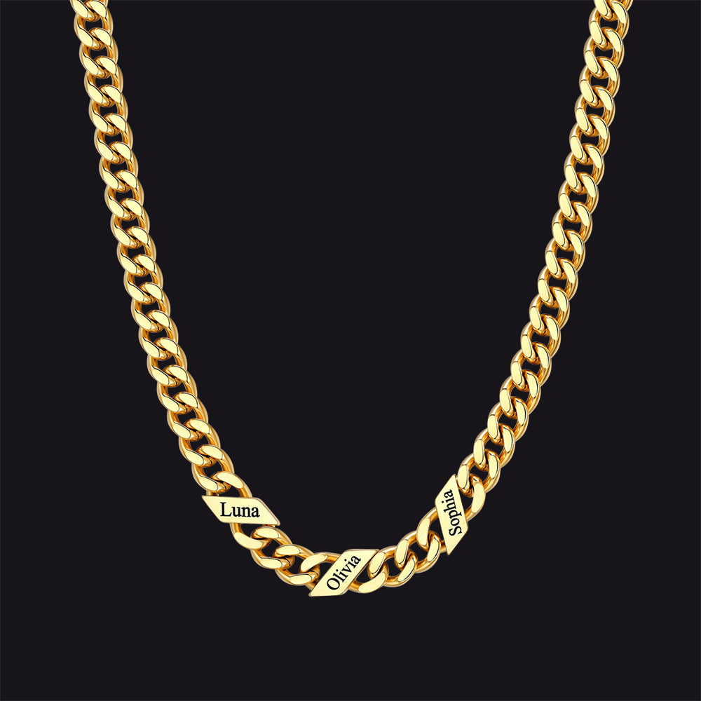 Customized Engraved Name Cuban Link Chain Necklace for , 7/9/12mm Width
