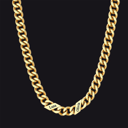 Customized Engraved Name Cuban Link Chain Necklace for , 7/9/12mm Width