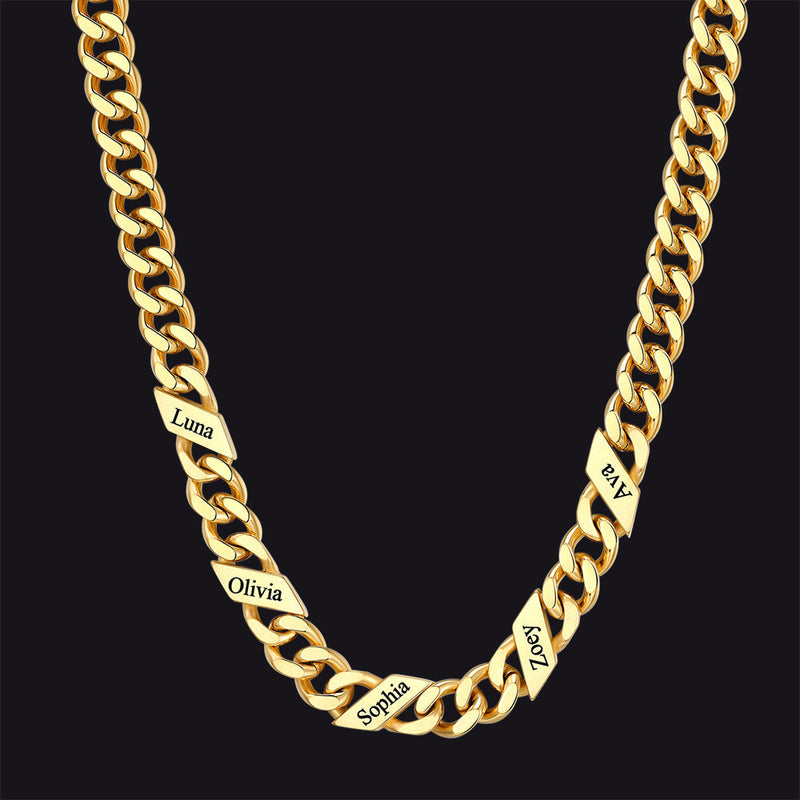 Customized Engraved Name Cuban Link Chain Necklace for , 7/9/12mm Width