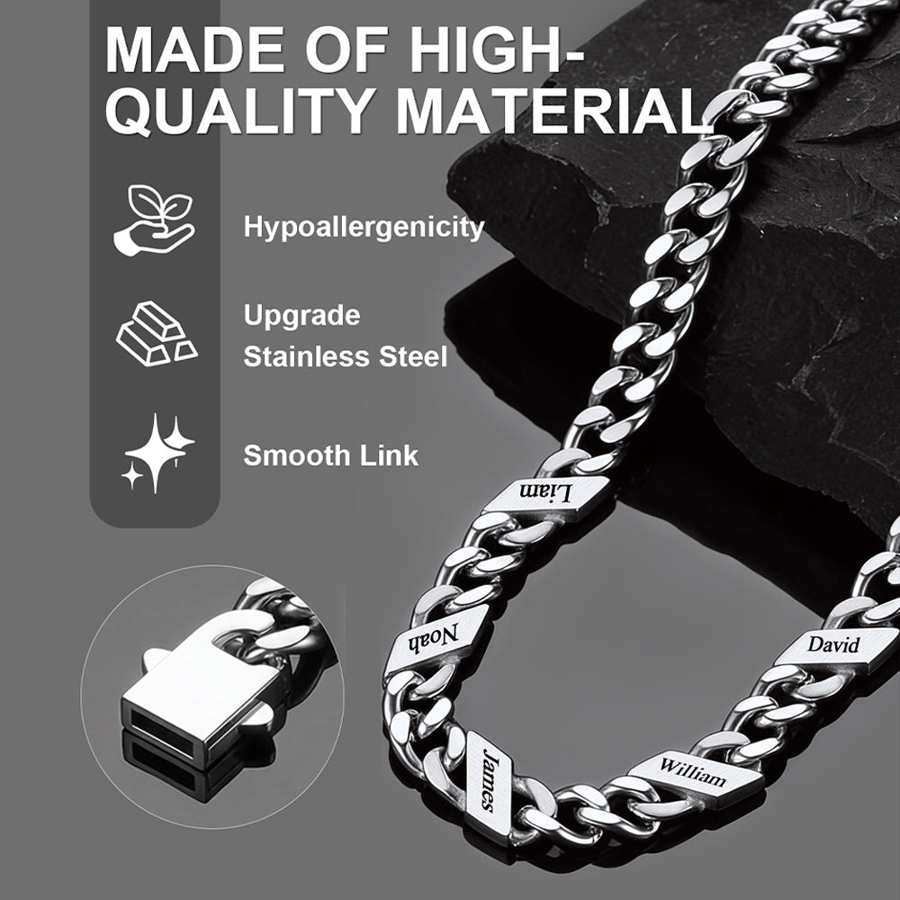 Customized Engraved Name Cuban Link Chain Necklace for , 7/9/12mm Width