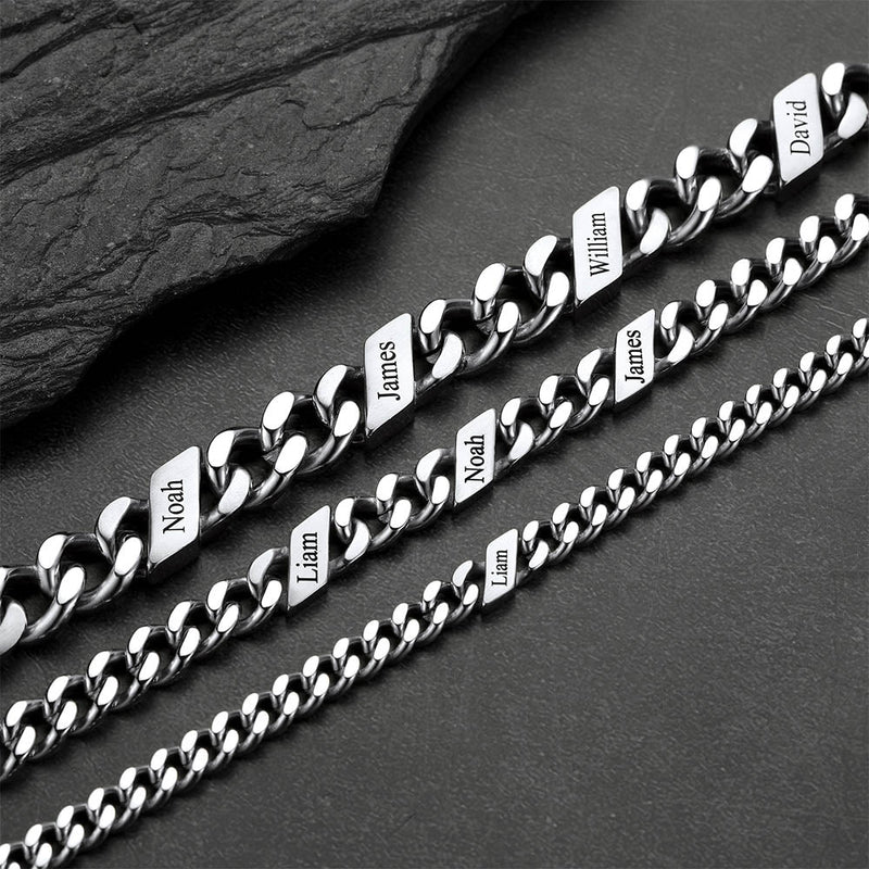 Customized Engraved Name Cuban Link Chain Necklace for , 7/9/12mm Width