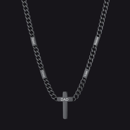 Custom Cross Cuban Link Chain Necklace With Engraved Name for 5/7mm
