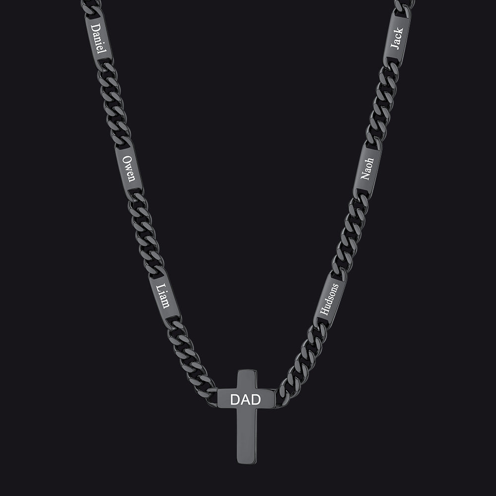Custom Cross Cuban Link Chain Necklace With Engraved Name for 5/7mm