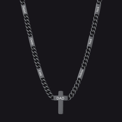 Custom Cross Cuban Link Chain Necklace With Engraved Name for 5/7mm