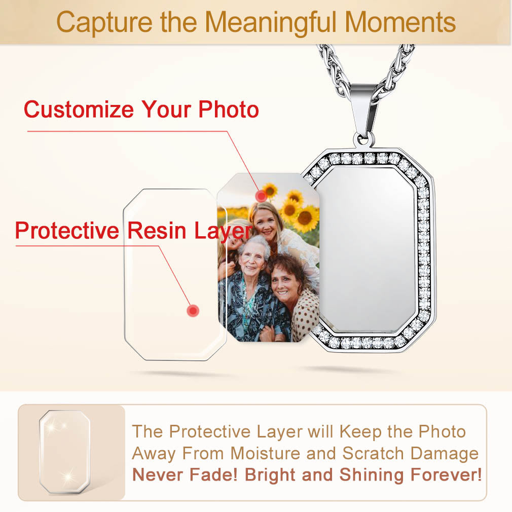 Customized Engraved Picture Dog Tag Necklace Memorial Gift