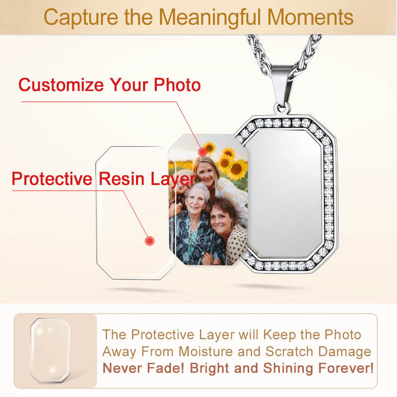 Customized Engraved Picture Dog Tag Necklace Memorial Gift
