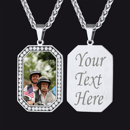 Customized Engraved Picture Dog Tag Necklace Memorial Gift