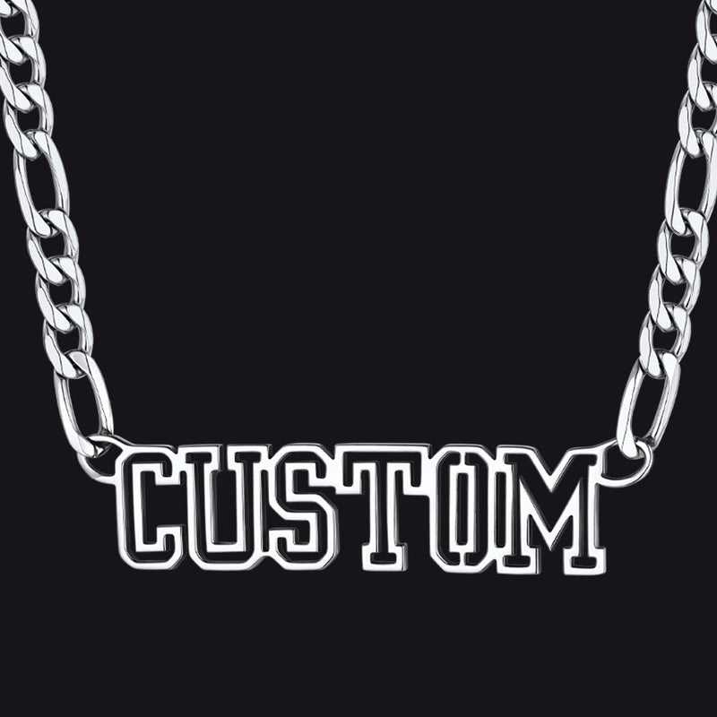 Personalised Nameplate Figaro Chain Necklace for
