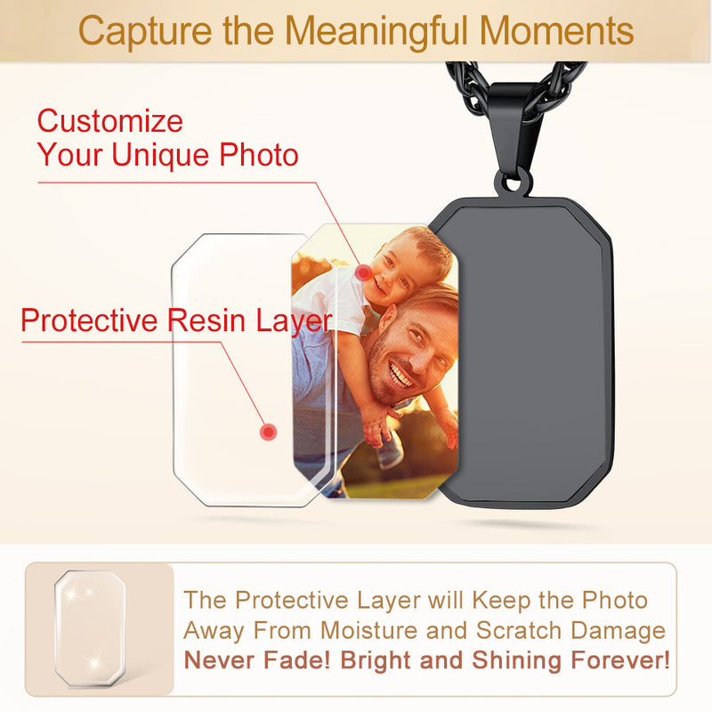 Personalized Picture Fingerprint Dog Tag Necklace for