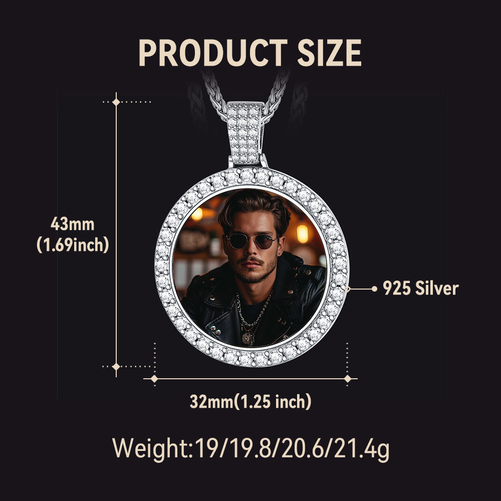 Sterling Silver Customized Cz Picture Necklace Memorial Pendant for