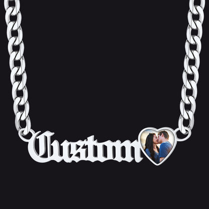 Customized Nameplate Cuban Chain Necklace With Picture Gift for