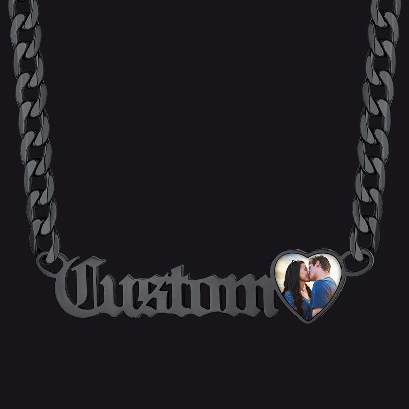 Customized Nameplate Cuban Chain Necklace With Picture Gift for