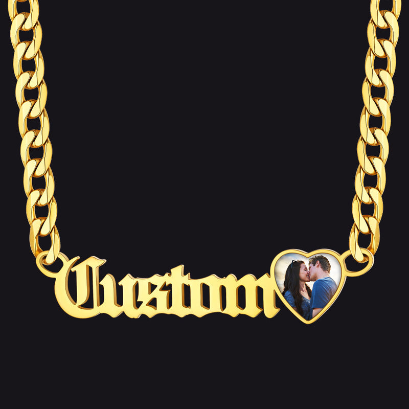 Customized Nameplate Cuban Chain Necklace With Picture Gift for