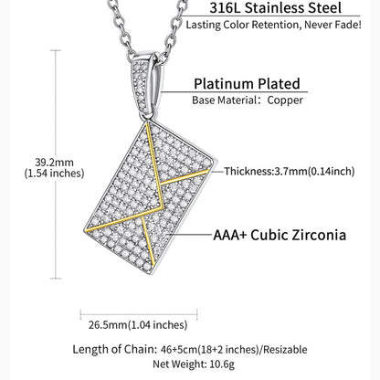 Persoanlised Picture Envelop Love Letter Necklace for With Cz Gifts