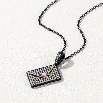 Personalized Picture Envelope Necklace With Birthstone & Cz Gifts for Mom