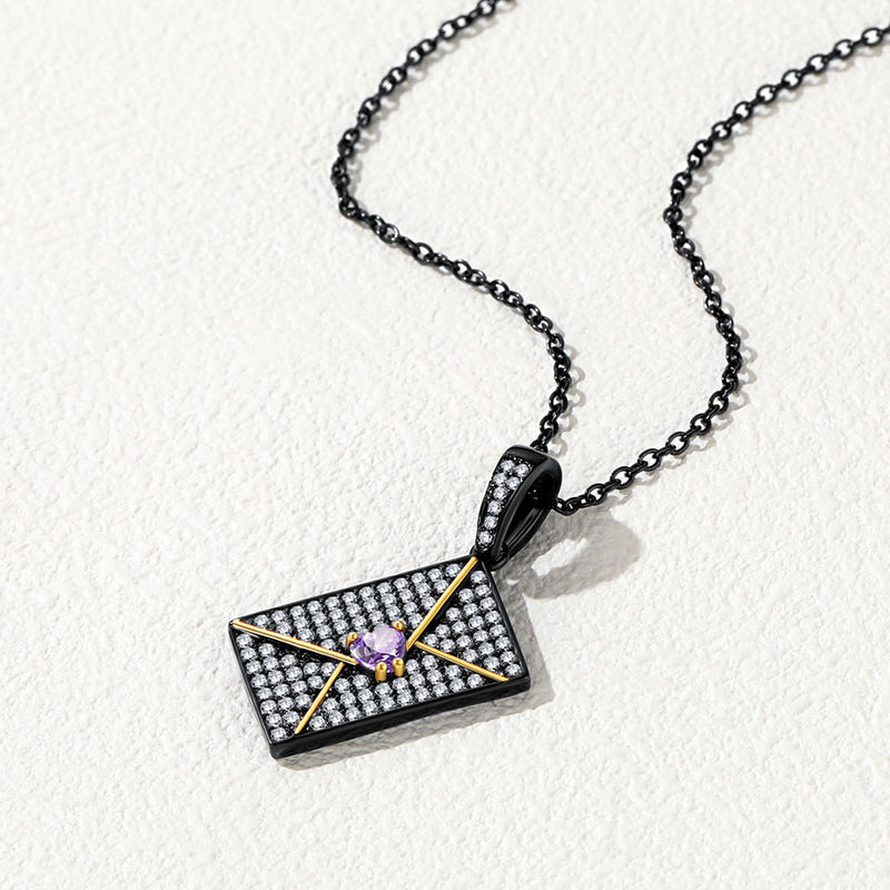Personalized Picture Envelope Necklace With Birthstone & Cz Gifts for Mom