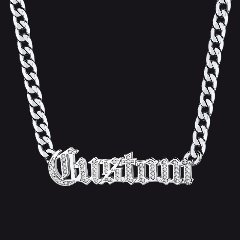 Customized Engraved Nameplate Cuban Chain Necklace for