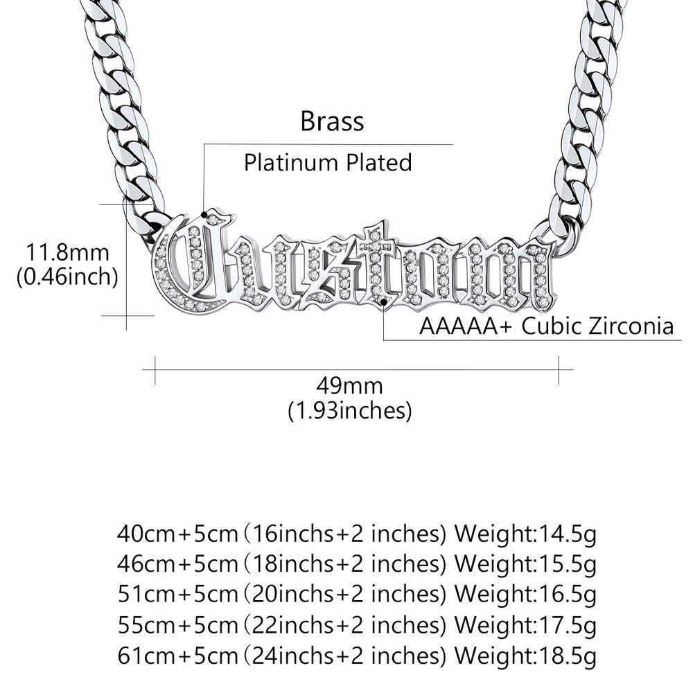Customized Engraved Nameplate Cuban Chain Necklace for