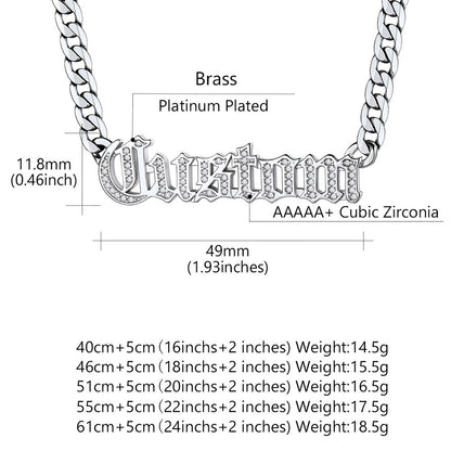Customized Engraved Nameplate Cuban Chain Necklace for