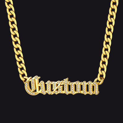 Customized Engraved Nameplate Cuban Chain Necklace for
