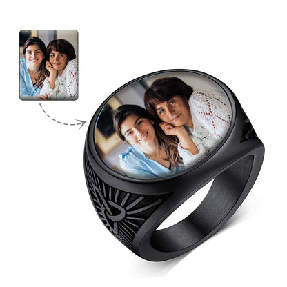 Personalized Custom Celtic Triquetra Signet Ring With Photo for