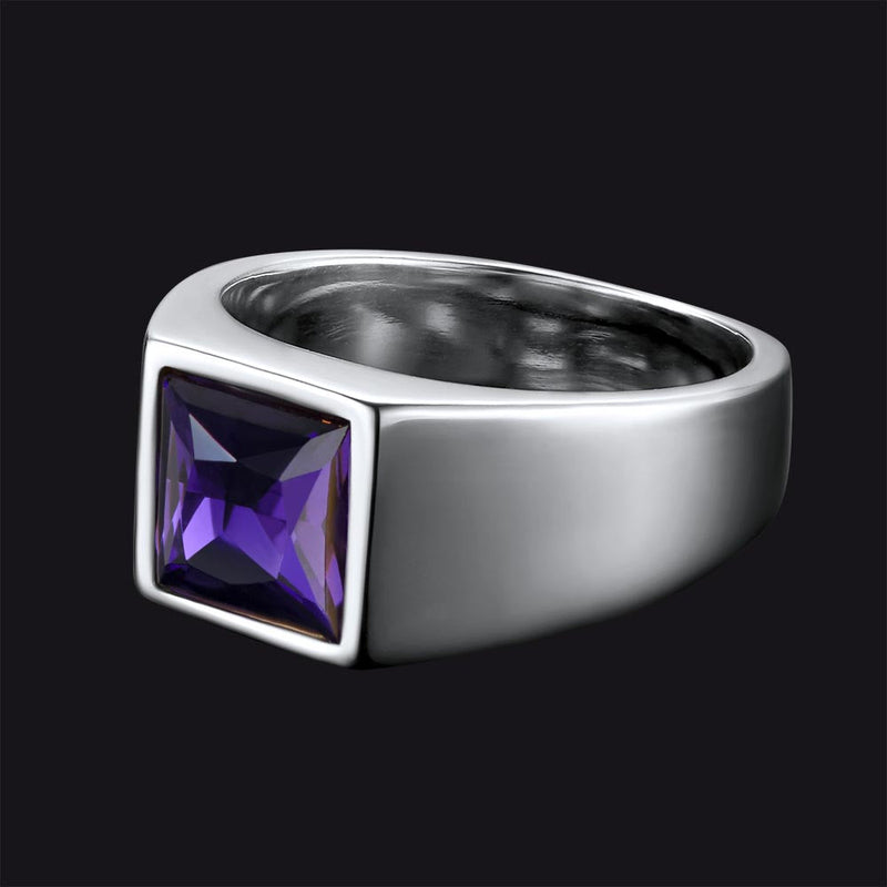 Minimalist Birthstone Gemstone Band Ring for