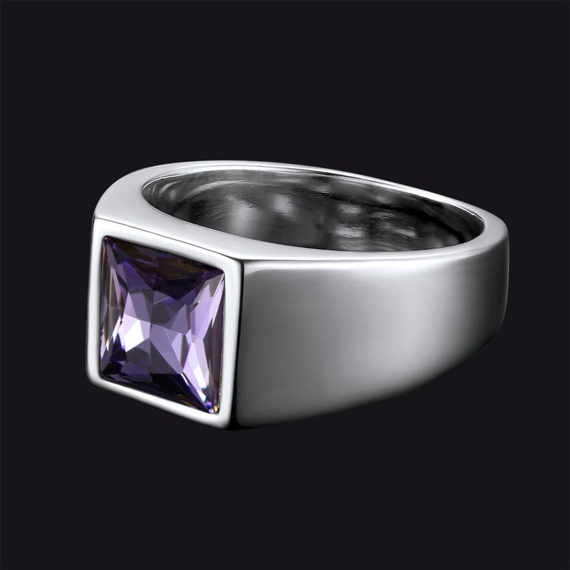 Minimalist Birthstone Gemstone Band Ring for