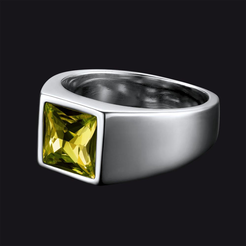 Minimalist Birthstone Gemstone Band Ring for