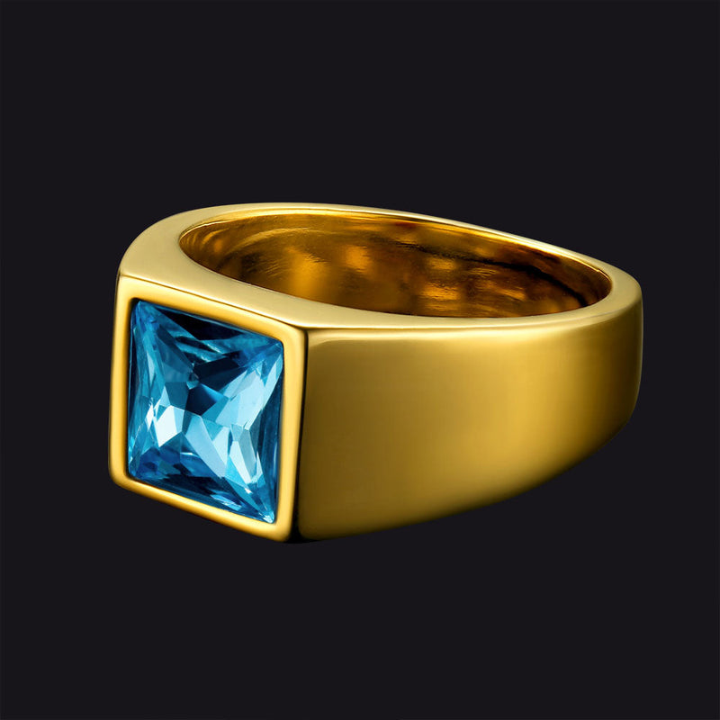 Minimalist Birthstone Gemstone Band Ring for