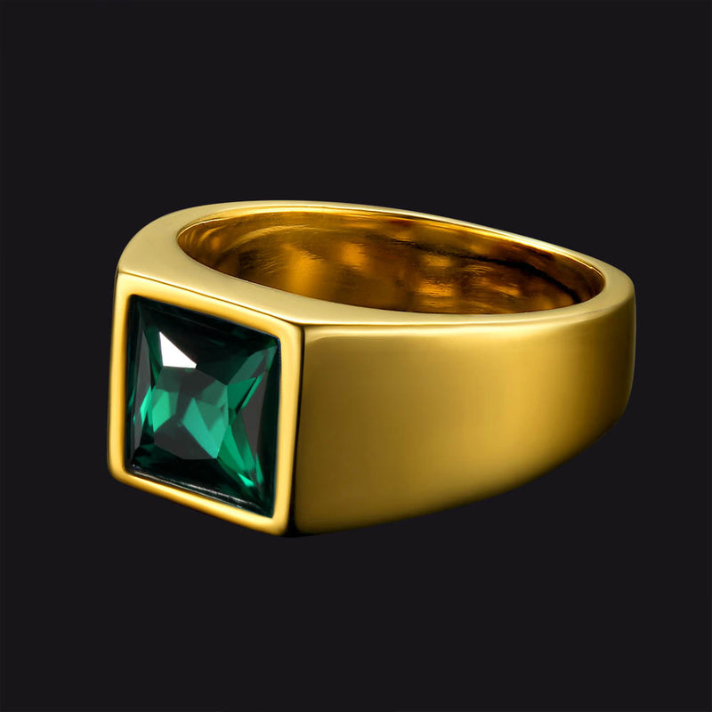 Minimalist Birthstone Gemstone Band Ring for