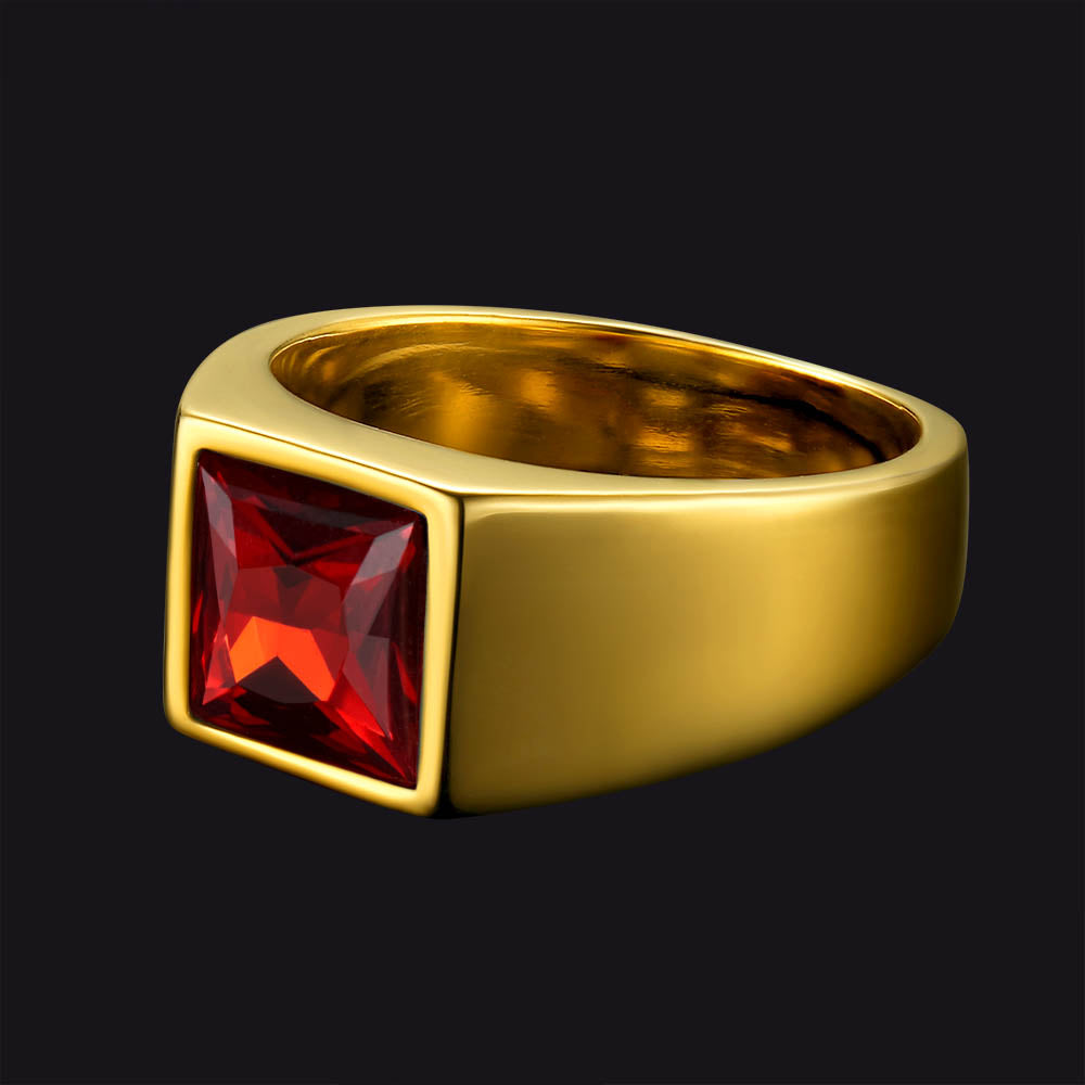 Minimalist Birthstone Gemstone Band Ring for