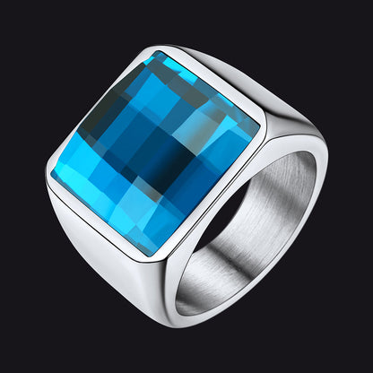 Custom Gemstone Signet Band Ring for , Ruby/ Black Onyx/topaz Ring Gift