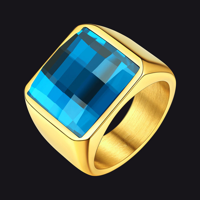 Custom Gemstone Signet Band Ring for , Ruby/ Black Onyx/topaz Ring Gift