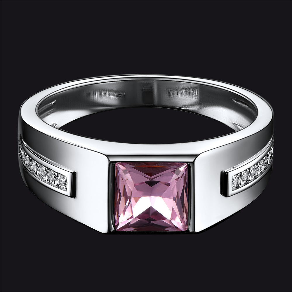 Sterling Silver Birthstone Wedding Band Ring for