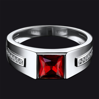 Sterling Silver Birthstone Wedding Band Ring for