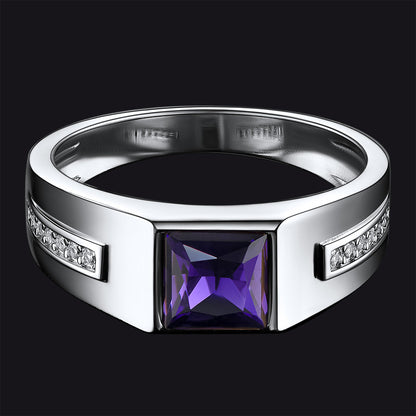 Sterling Silver Birthstone Wedding Band Ring for