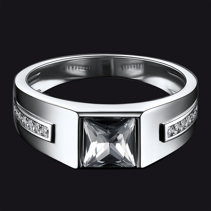 Sterling Silver Birthstone Wedding Band Ring for