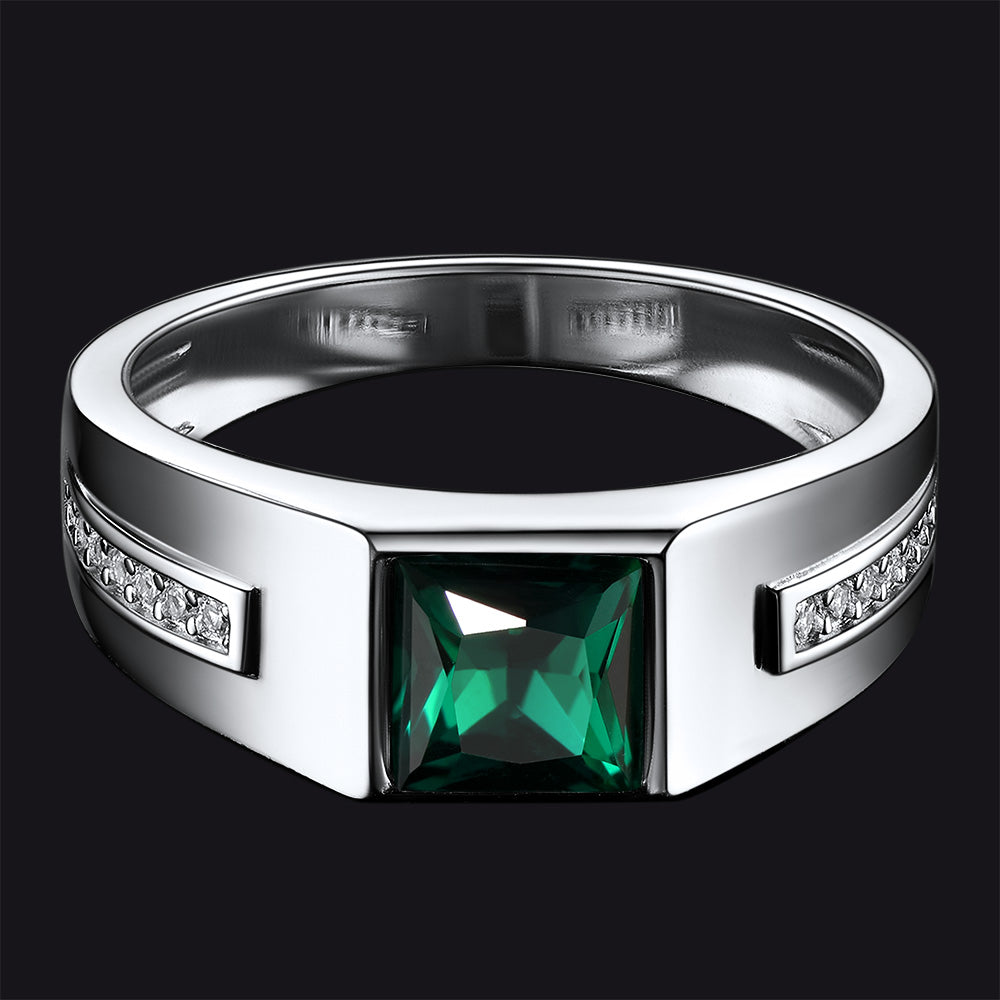 Sterling Silver Birthstone Wedding Band Ring for