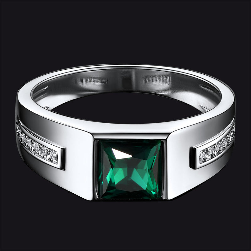 Sterling Silver Birthstone Wedding Band Ring for