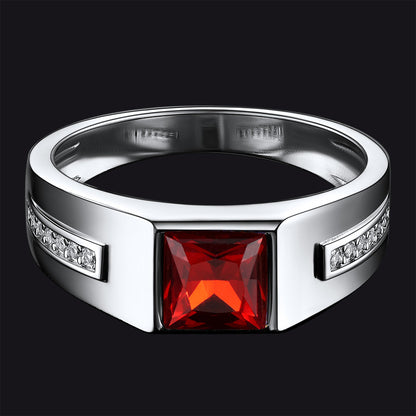 Sterling Silver Birthstone Wedding Band Ring for