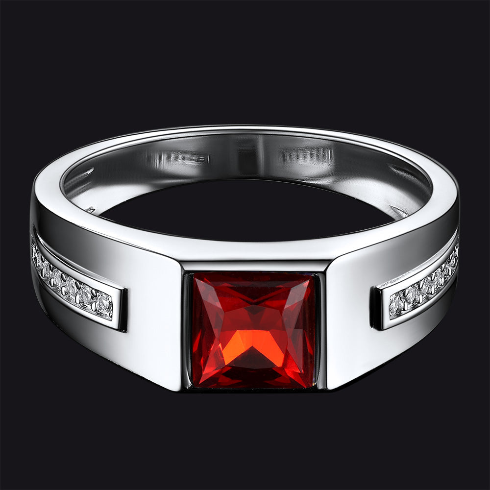 Sterling Silver Birthstone Wedding Band Ring for