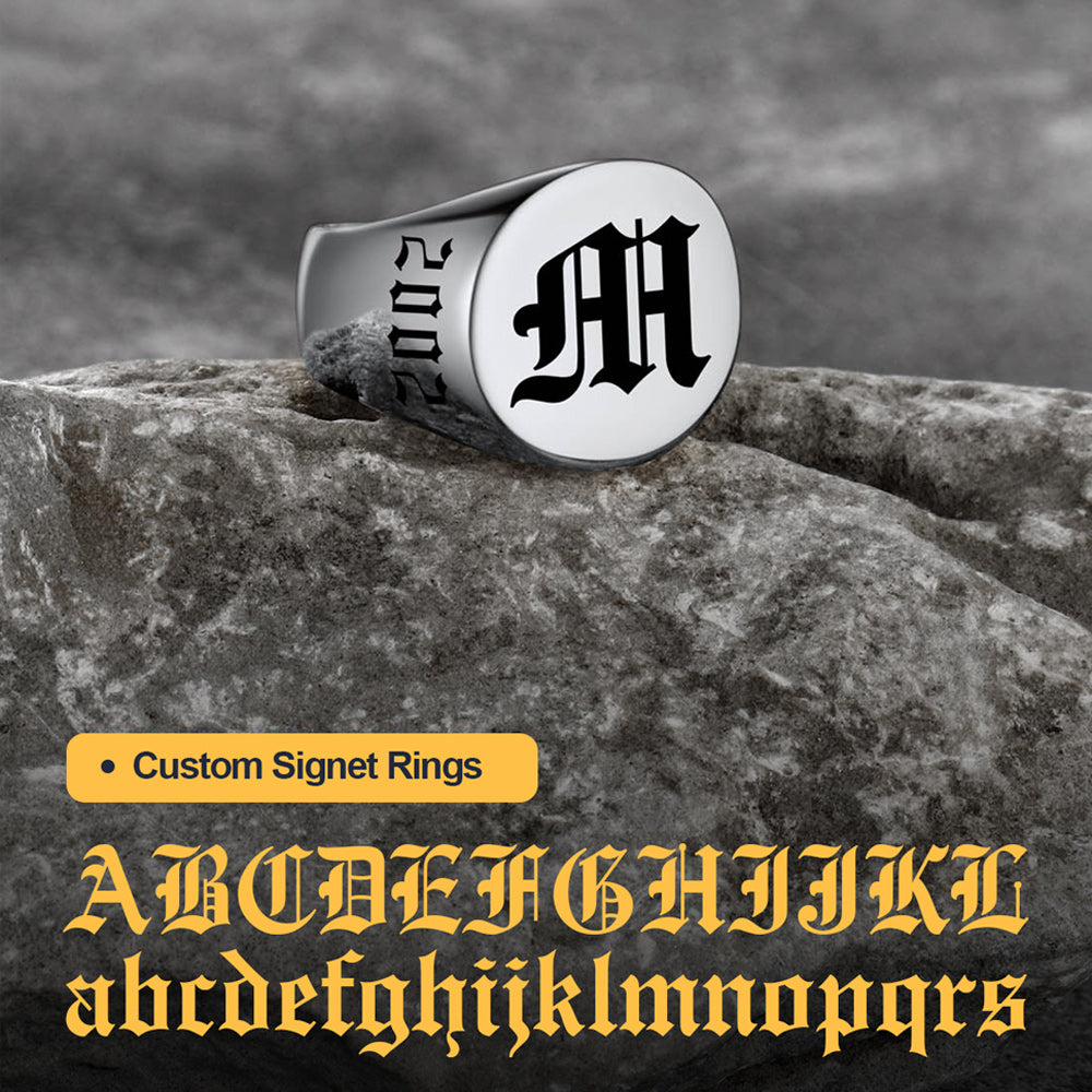 Engraved Name Custom Signet Rings for