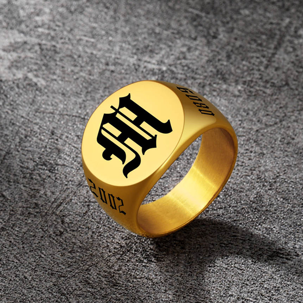 Engraved Name Custom Signet Rings for